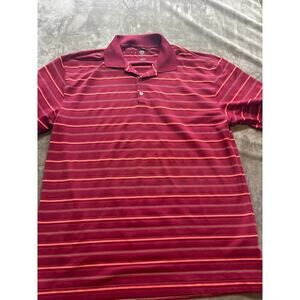 Nike Golf Shirt Mens XL Polo Striped Red &‎ Orange Short Sleeve Collared.